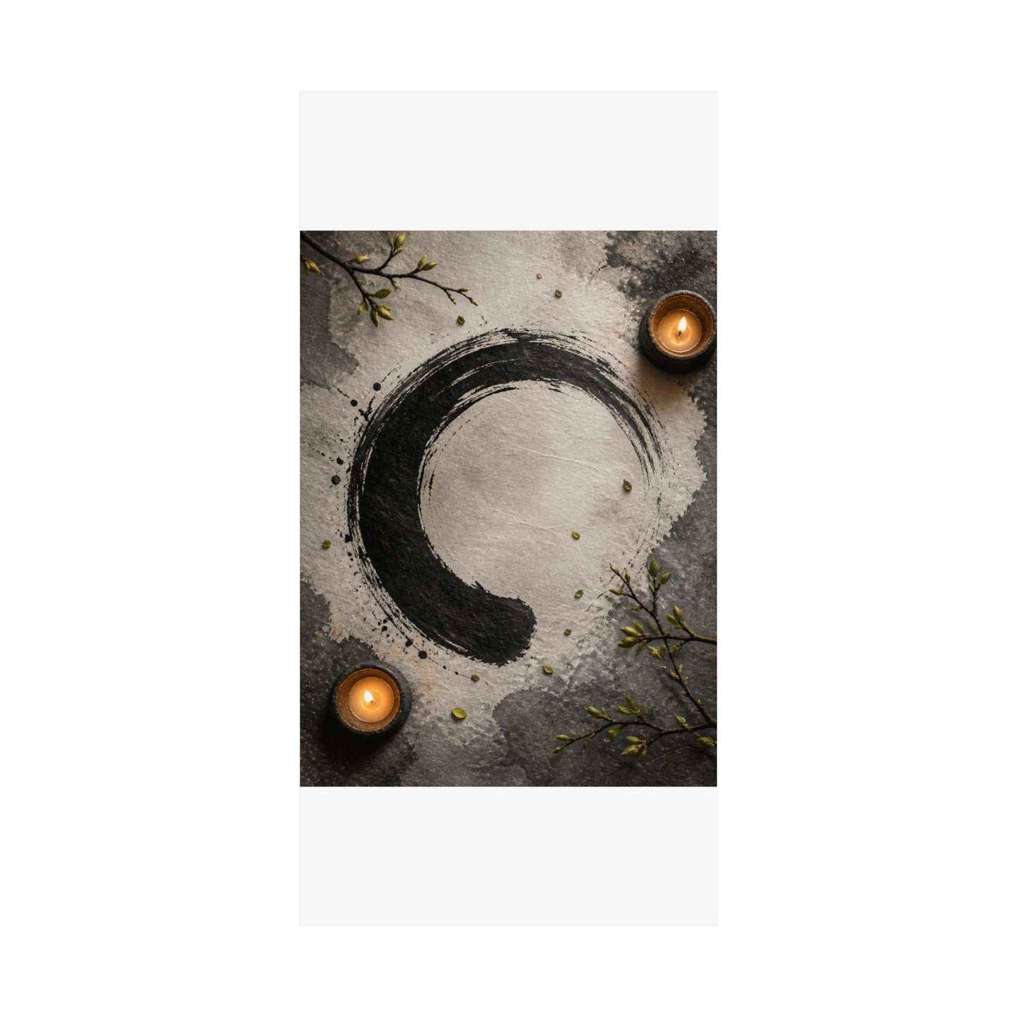Peaceful Ink Brushstroke Wall Art Print - Enso Zen