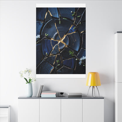 Moonlight Broken Pottery Canvas Art - Kintsugi Fukinsei