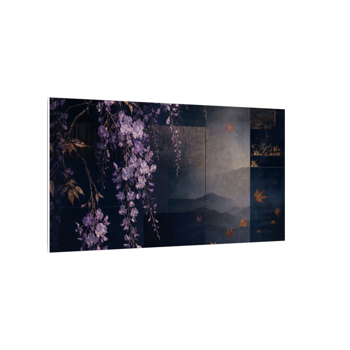 Dawn Wisteria Canvas Art - Dark Japandi Fukinsei