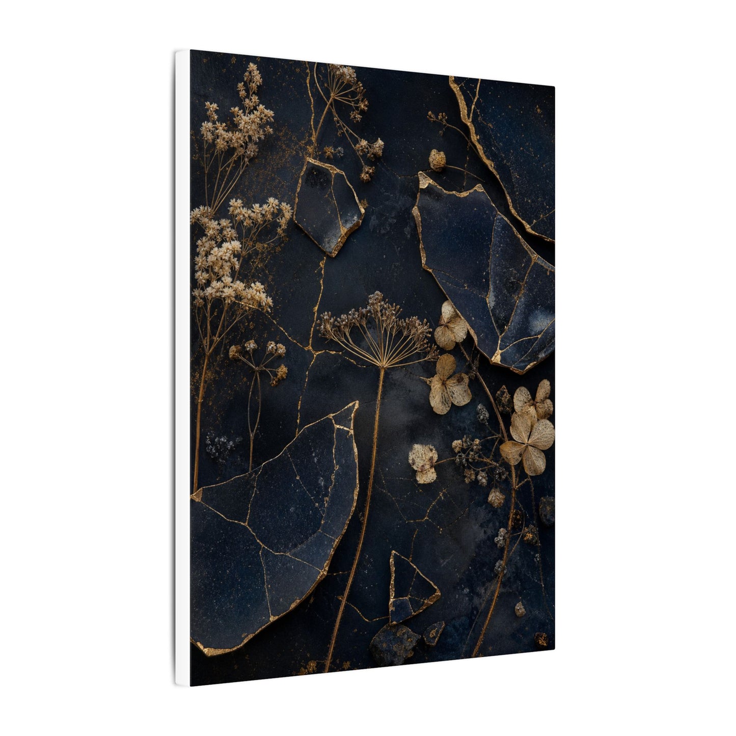 Philosophical Dried Flowers Canvas Art - Broken Beauty Kintsugi
