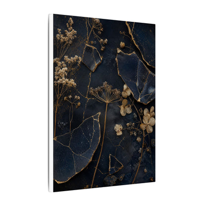 Philosophical Dried Flowers Canvas Art - Broken Beauty Kintsugi
