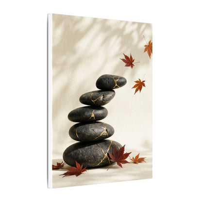 Kintsugi River Stones in Dappled | Crackle Gold Canvas Art