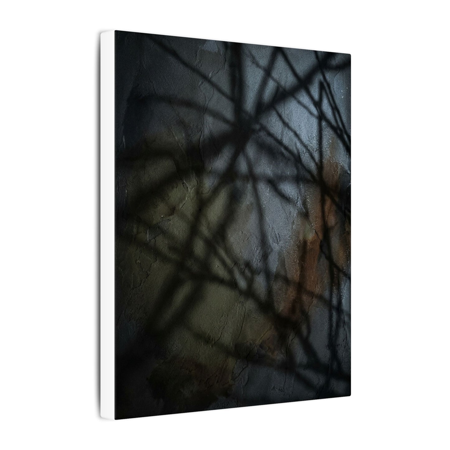 Shadow Play Dark Texture Canvas Art | Sophisticated Dark Japandi Art