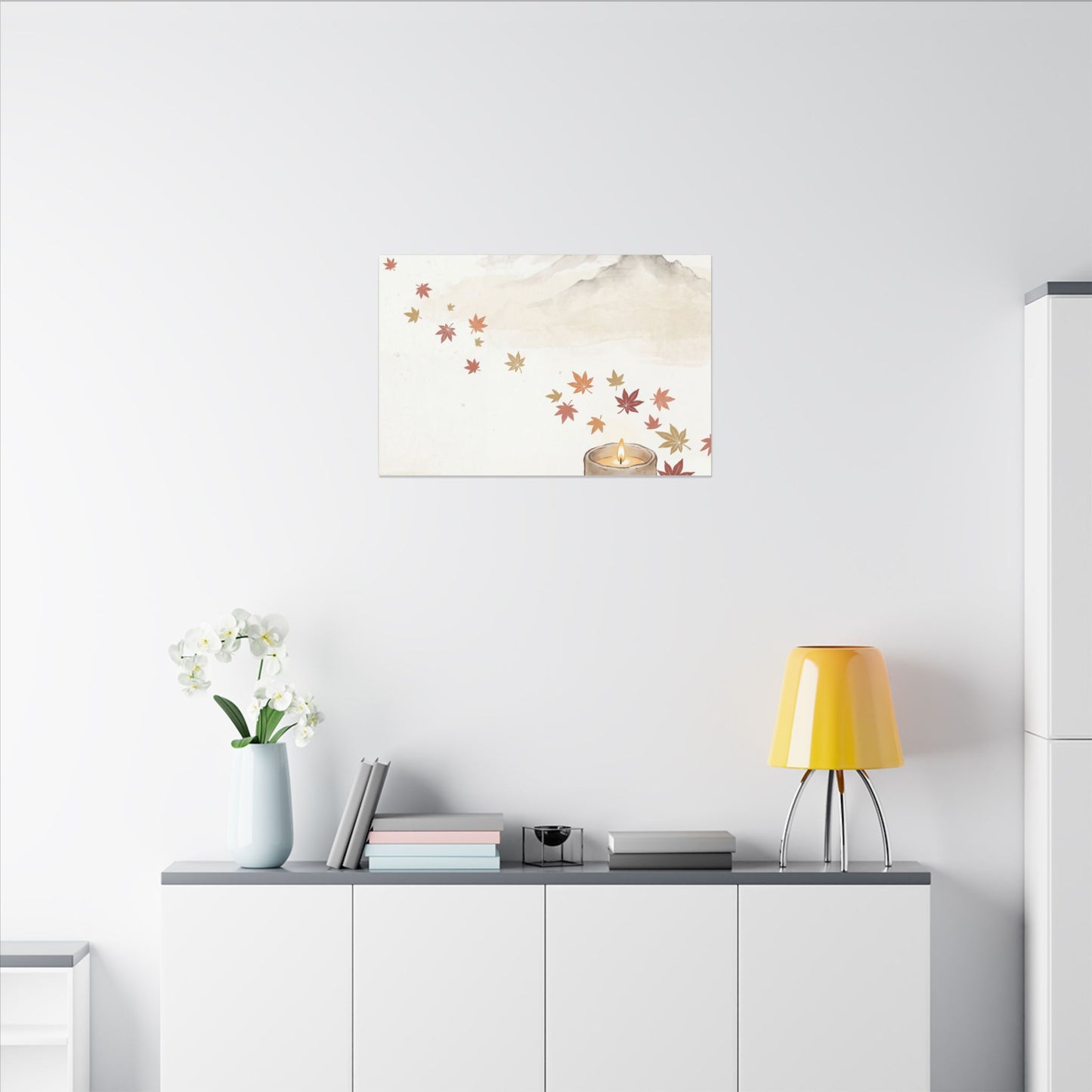 Earthy Mountain Mist Canvas Art - Japanese Pattern Japandi