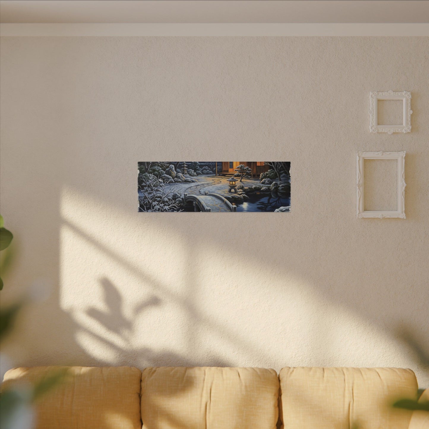 Moonlit Garden Winter Canvas Art | Kintsugi Artful Design
