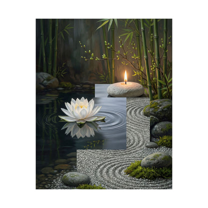 Kanso Lotus Flower Wall Art Print - Zen Karesansui