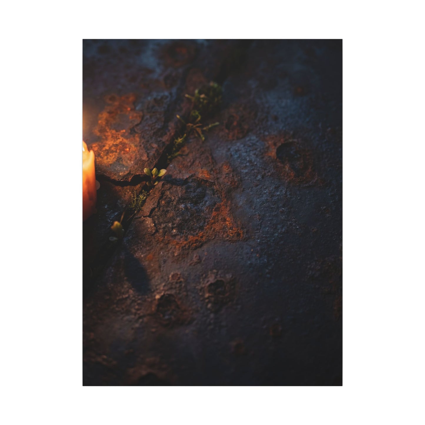 Candlelight Rust Patina Canvas Art - Dark Japandi Ma