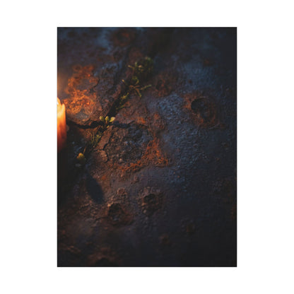Candlelight Rust Patina Canvas Art - Dark Japandi Ma