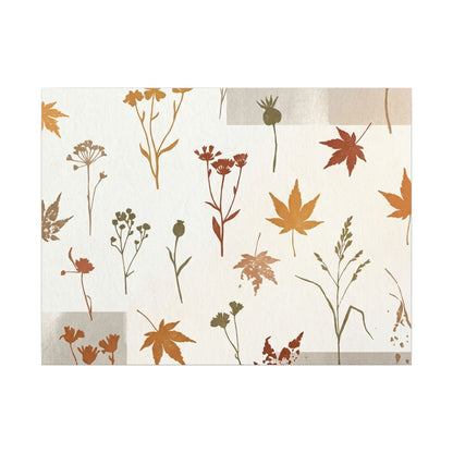 Autumn Dried Flowers Japanese Pattern Canvas Art | Elegant Decor