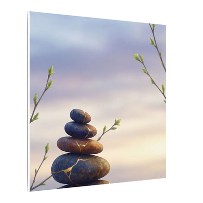 Spring River Stones Gold Vein Canvas Art | Philosophical Decor