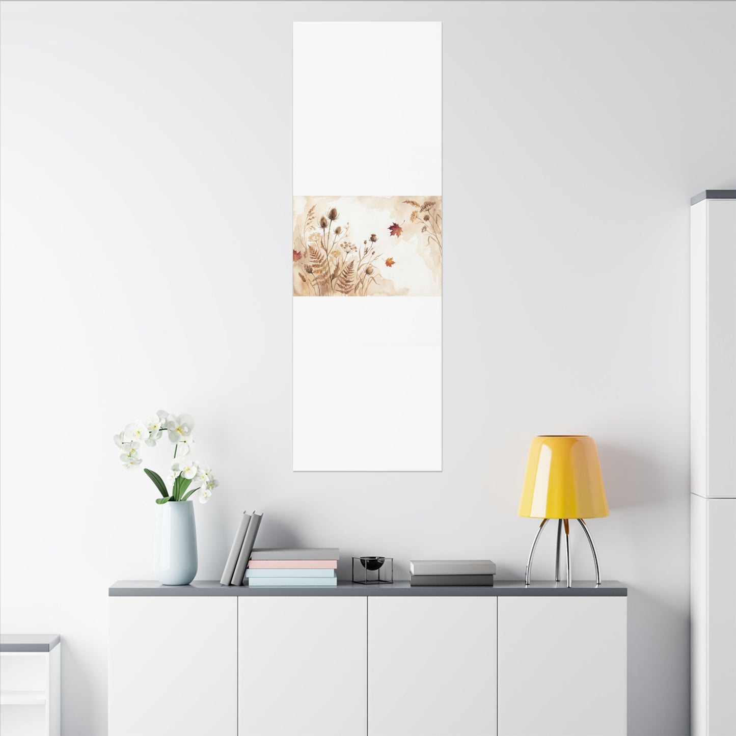 Dried Flowers Canvas Art | Autumn Japandi Watercolor Art