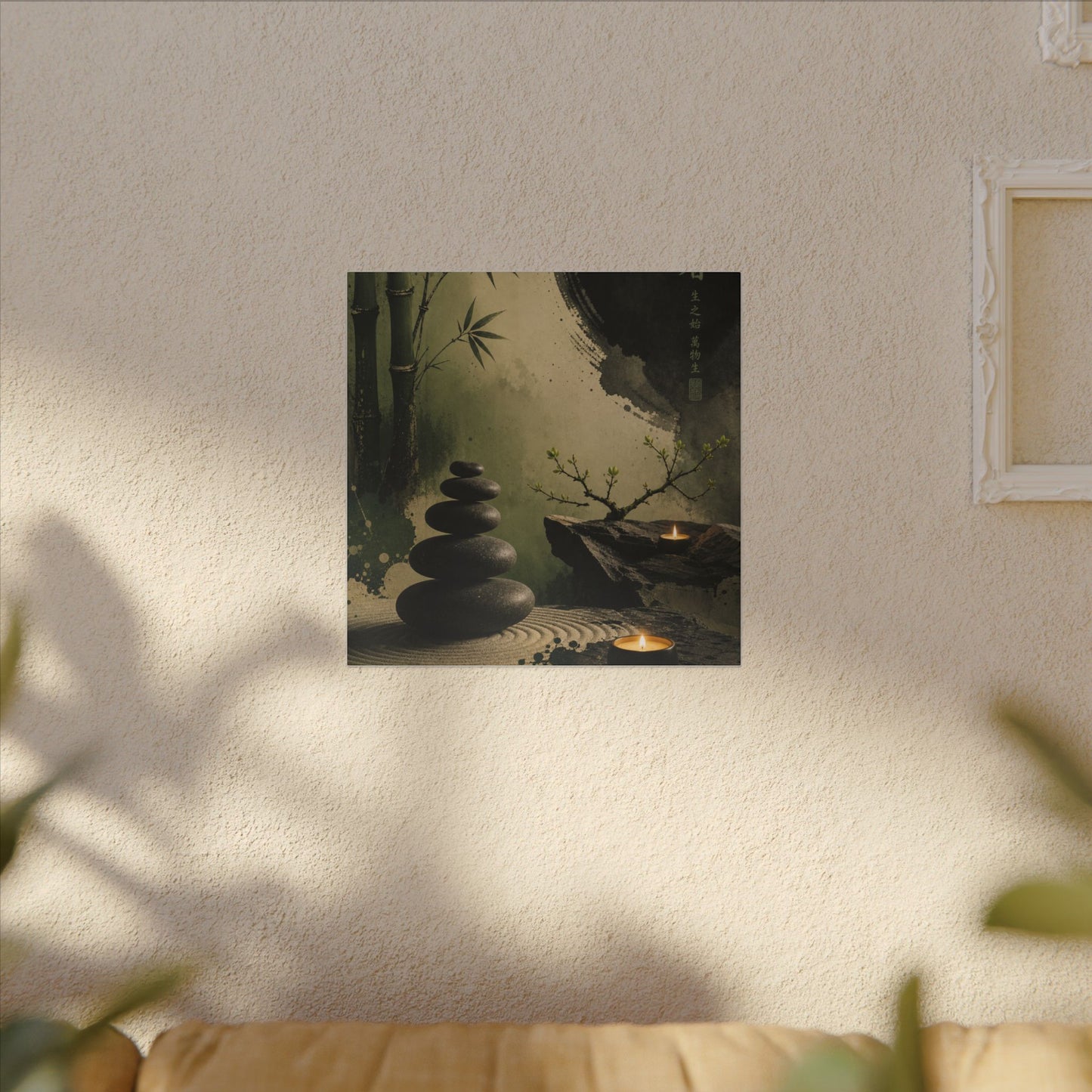 River Stones Spring Canvas Art | Zen Contemplative Design