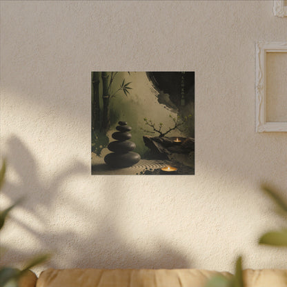 River Stones Spring Canvas Art | Zen Contemplative Design