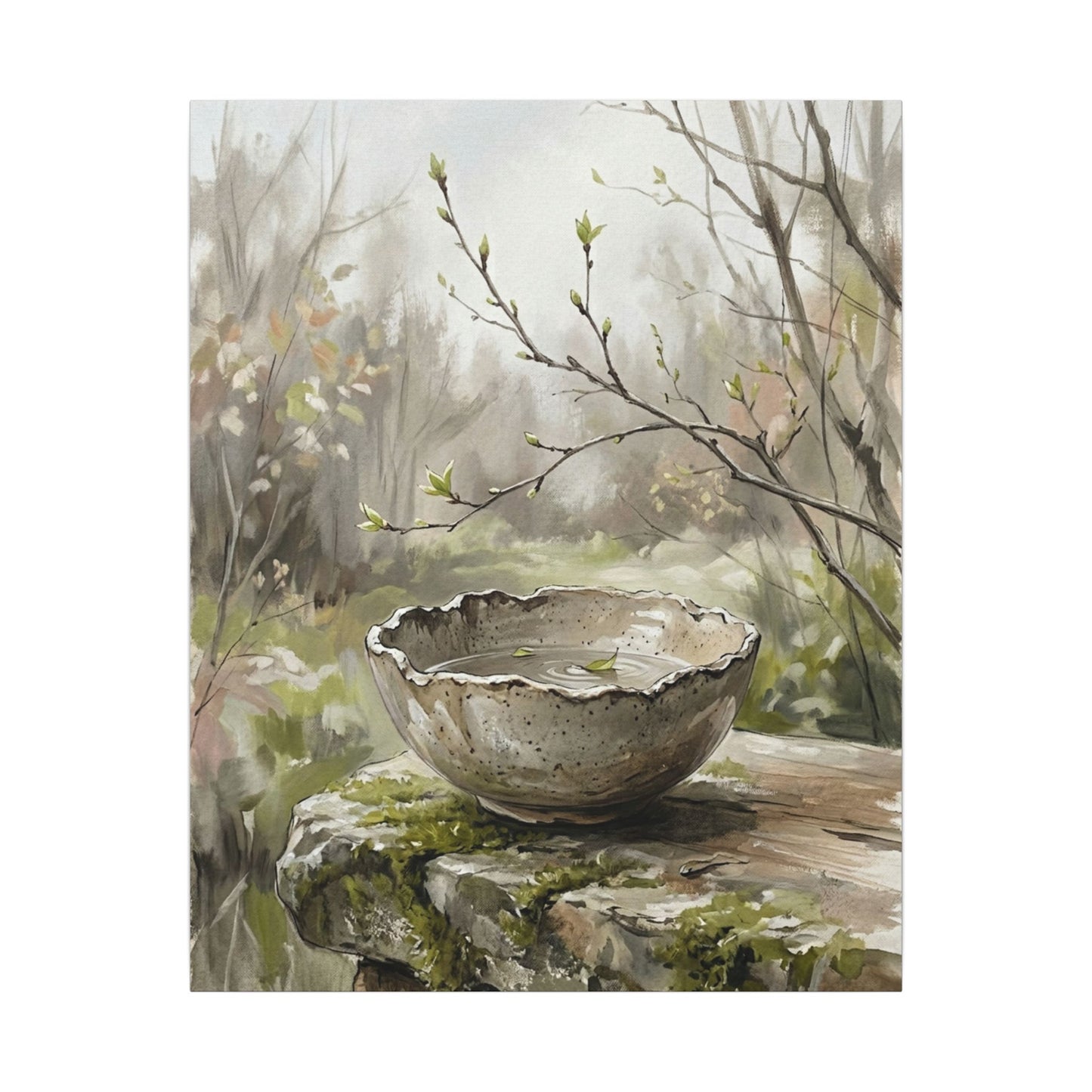 Japandi Ceramic Bowl in Overcast | Minimal Line Canvas Art