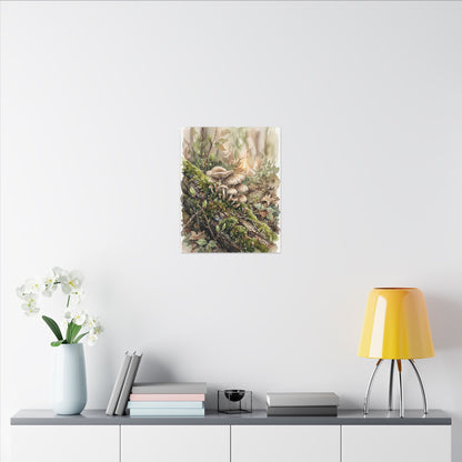 Wild Mushrooms Canvas Art | Spring Japandi Watercolor Art