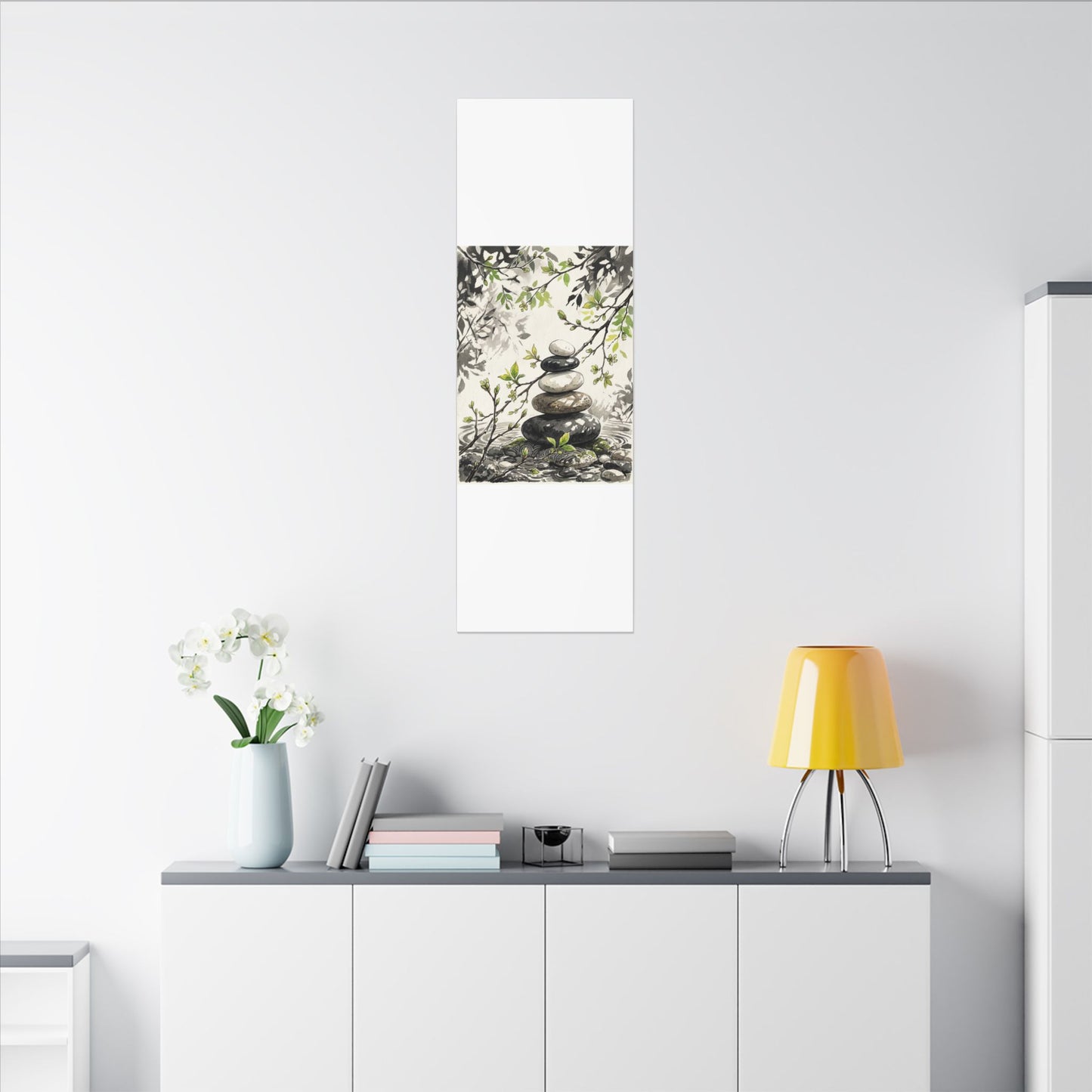 Spring River Stones Japanese Pattern Canvas Art | Elegant Decor