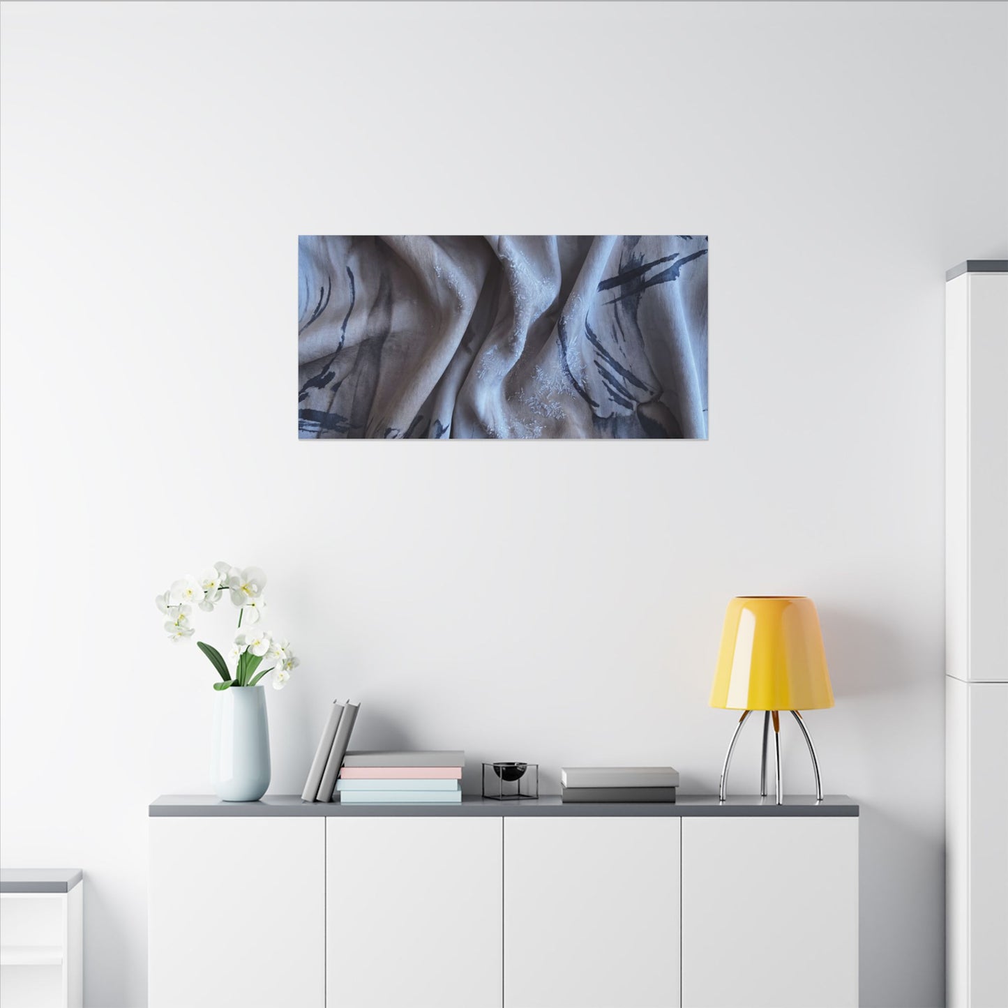 Silk Drape Winter Canvas Art | Japandi Earthy Design