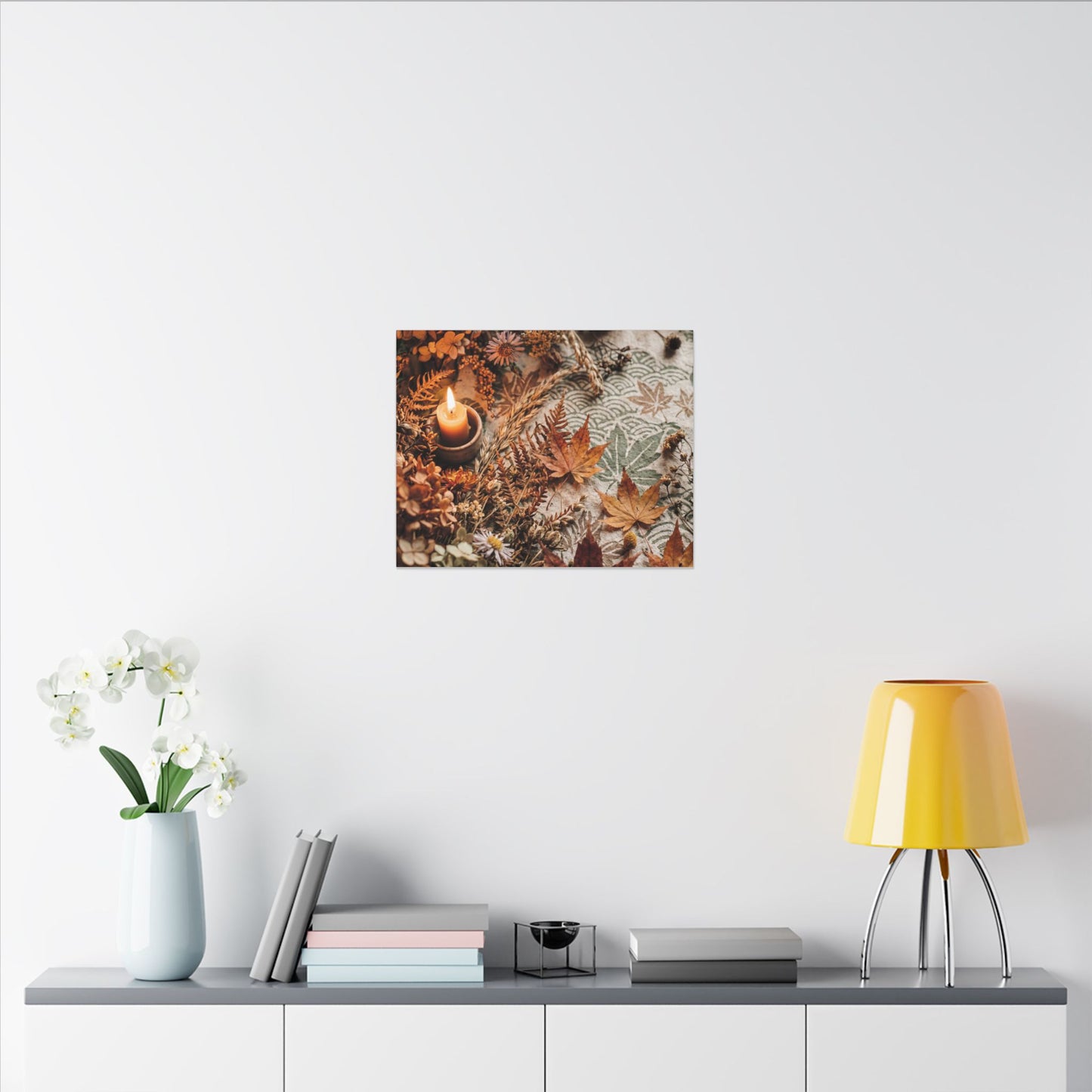 Candlelight Dried Flowers Canvas Art - Japandi Seijaku