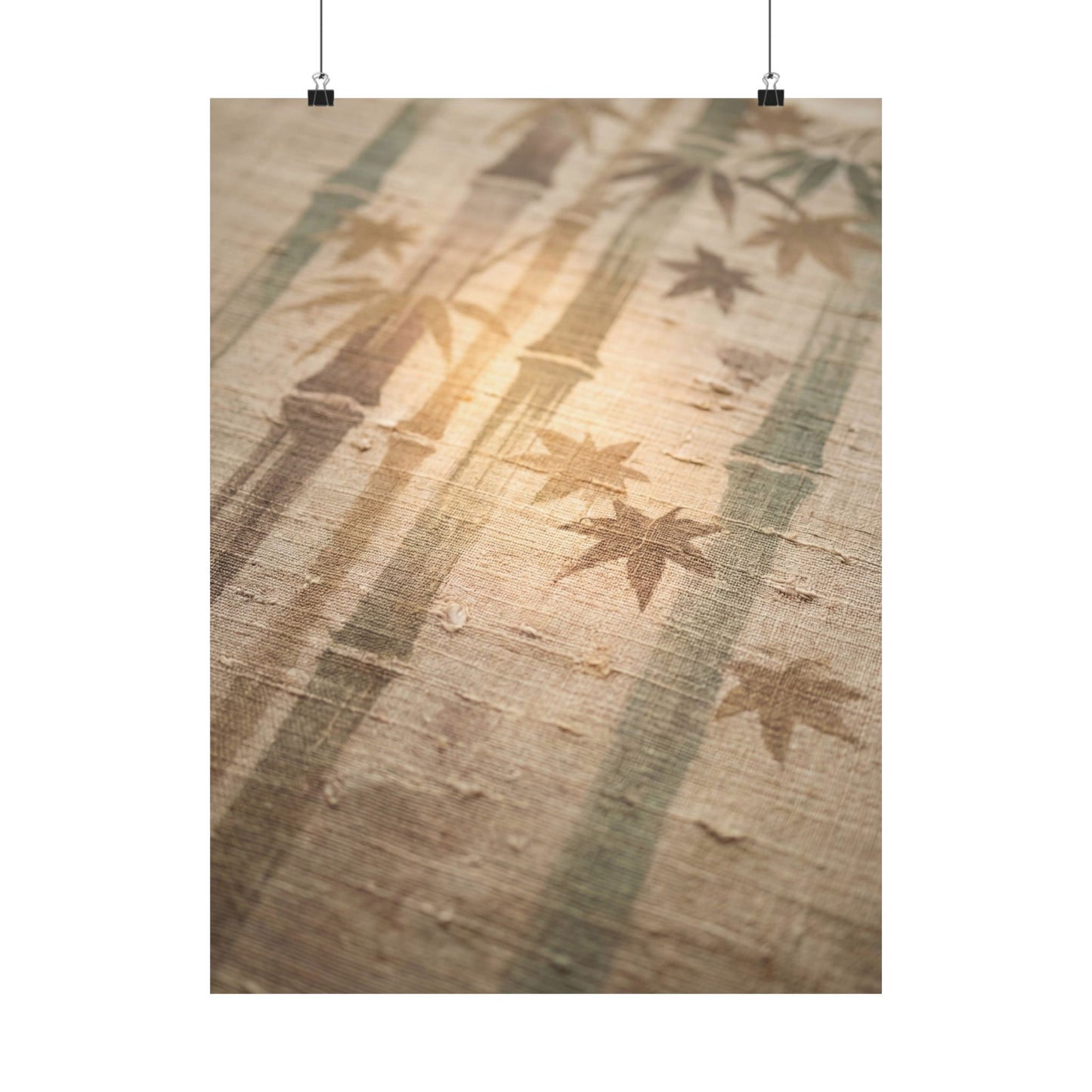 Japandi Bamboo Grove in Golden Hour | Japanese Pattern Wall Art Print Art Print
