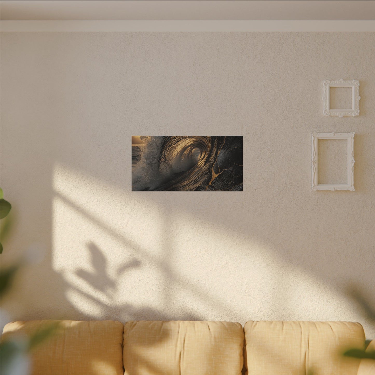 Kanso Ocean Wave Canvas Art - Kintsugi Gold Vein