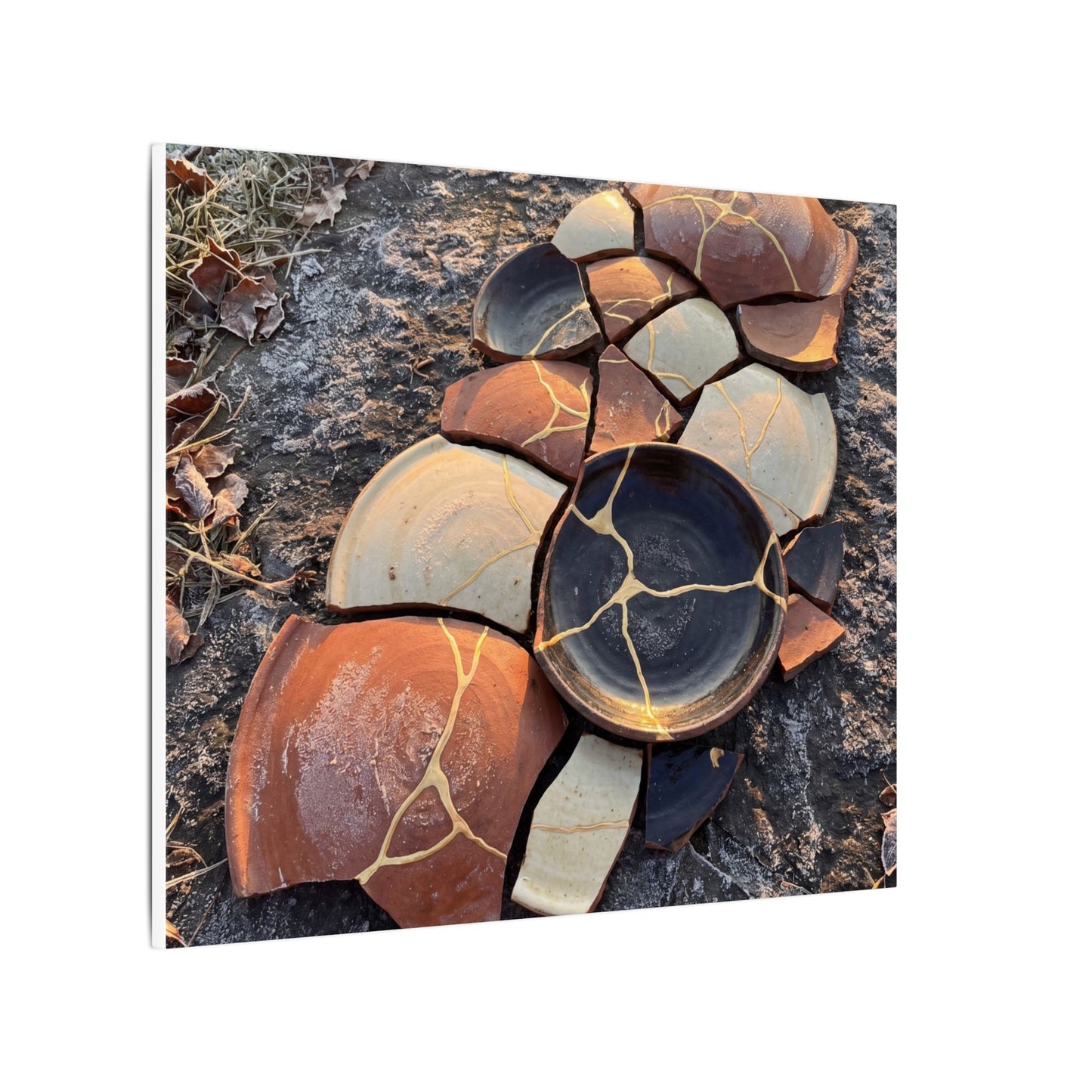 Winter Broken Pottery Gold Vein Canvas Art | Beautiful Decor