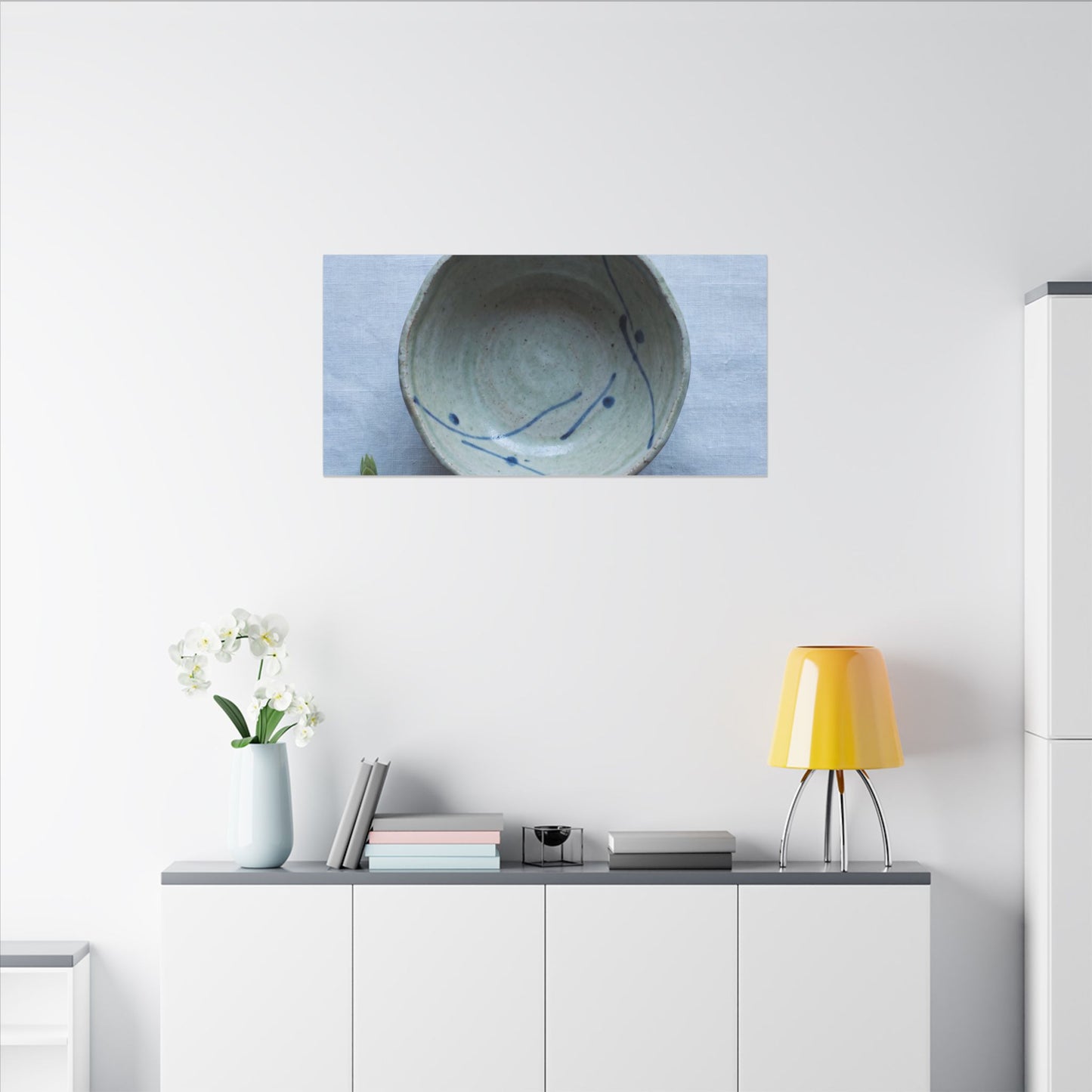 Spring Ceramic Bowl Minimal Line Canvas Art | Warm Decor