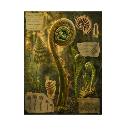 Spring Fern Unfurling Herbarium Wall Art Print | Nostalgic Decor