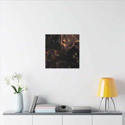 Dark Japandi Silk Drape in Golden Hour | Moody Minimal Canvas Art