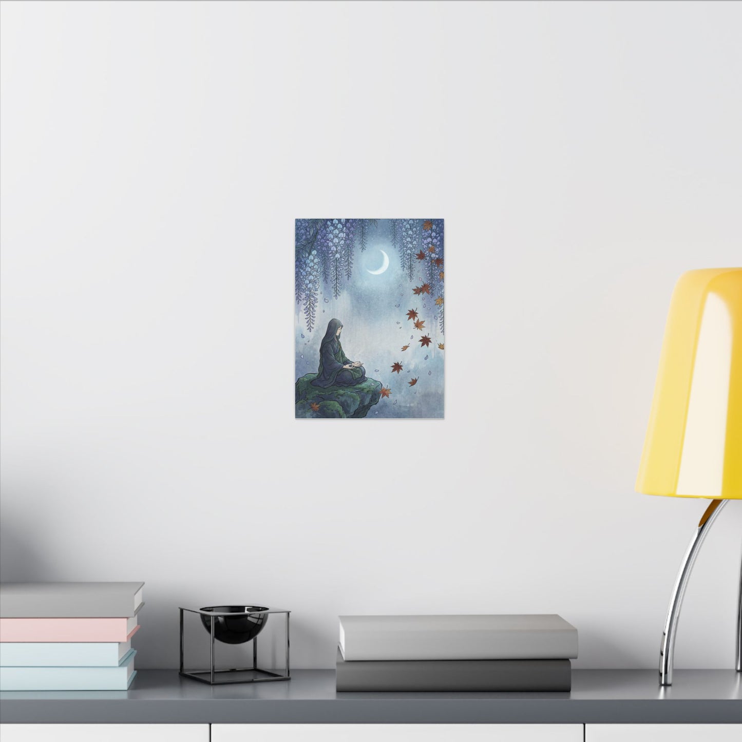 Zen Wisteria in Moonlight | Ukiyo E Inspired Canvas Art