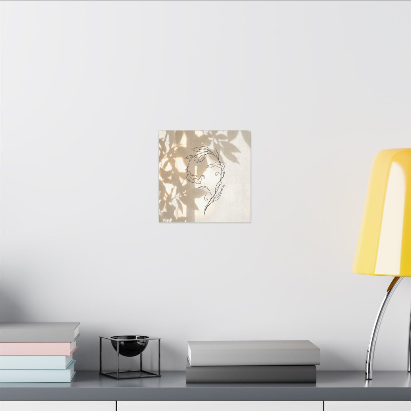 Warm Shoji Screen Canvas Art - Minimal Line Japandi