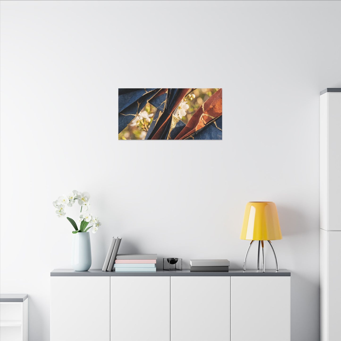 Kintsugi Paper Fold in Golden Hour | Crackle Gold Canvas Art