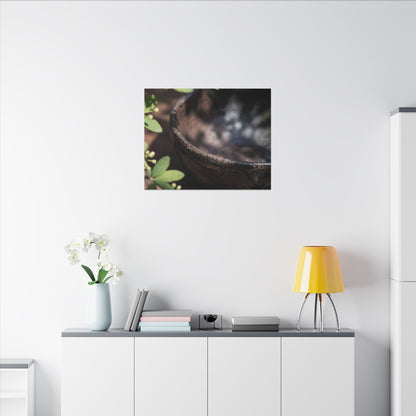 Ceramic Bowl Shadow Zen Canvas Art | Moody Dark Japandi Art