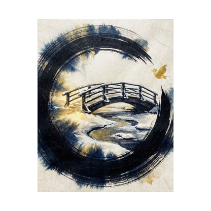 Zen Ink Brushstroke in Golden Hour | Karesansui Wall Art Print