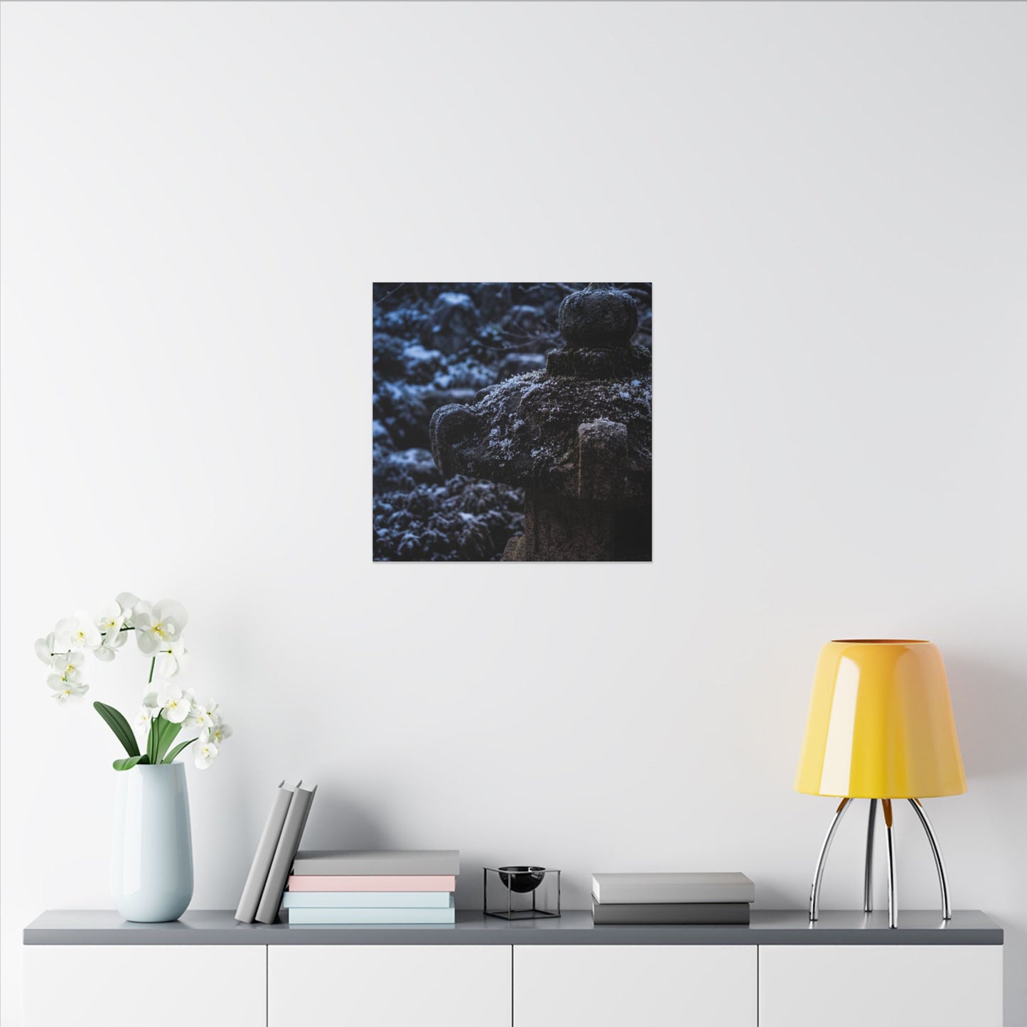 Moody Stone Lantern Canvas Art - Shadow Zen Dark Japandi