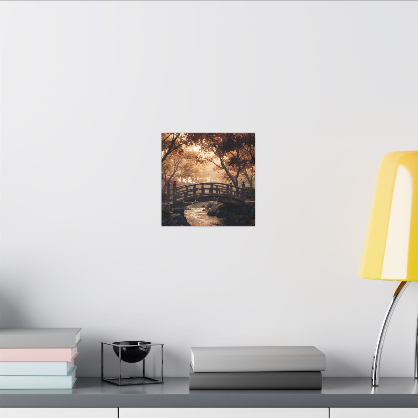 Autumn Wooden Bridge Gold Vein Canvas Art | Resilient Decor