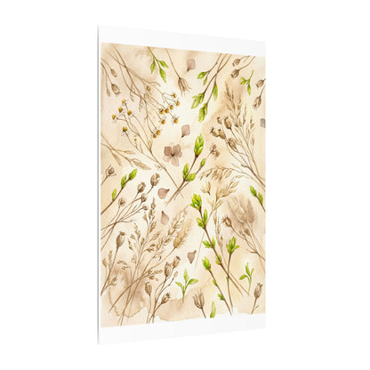 Spring Dried Flowers Watercolor Canvas Art | Earthy Decor