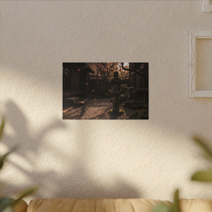 Seijaku Stone Lantern Canvas Art - Dark Japandi Shadow Zen