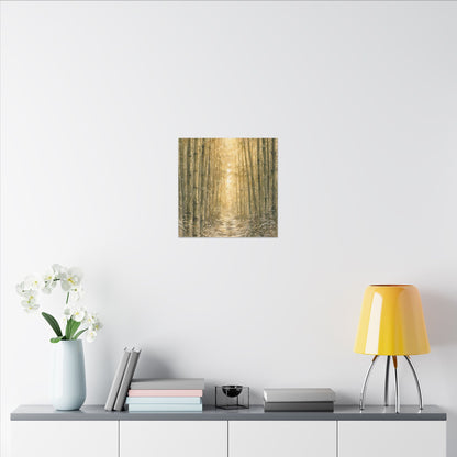 Bamboo Grove Winter Canvas Art | Japandi Elegant Design