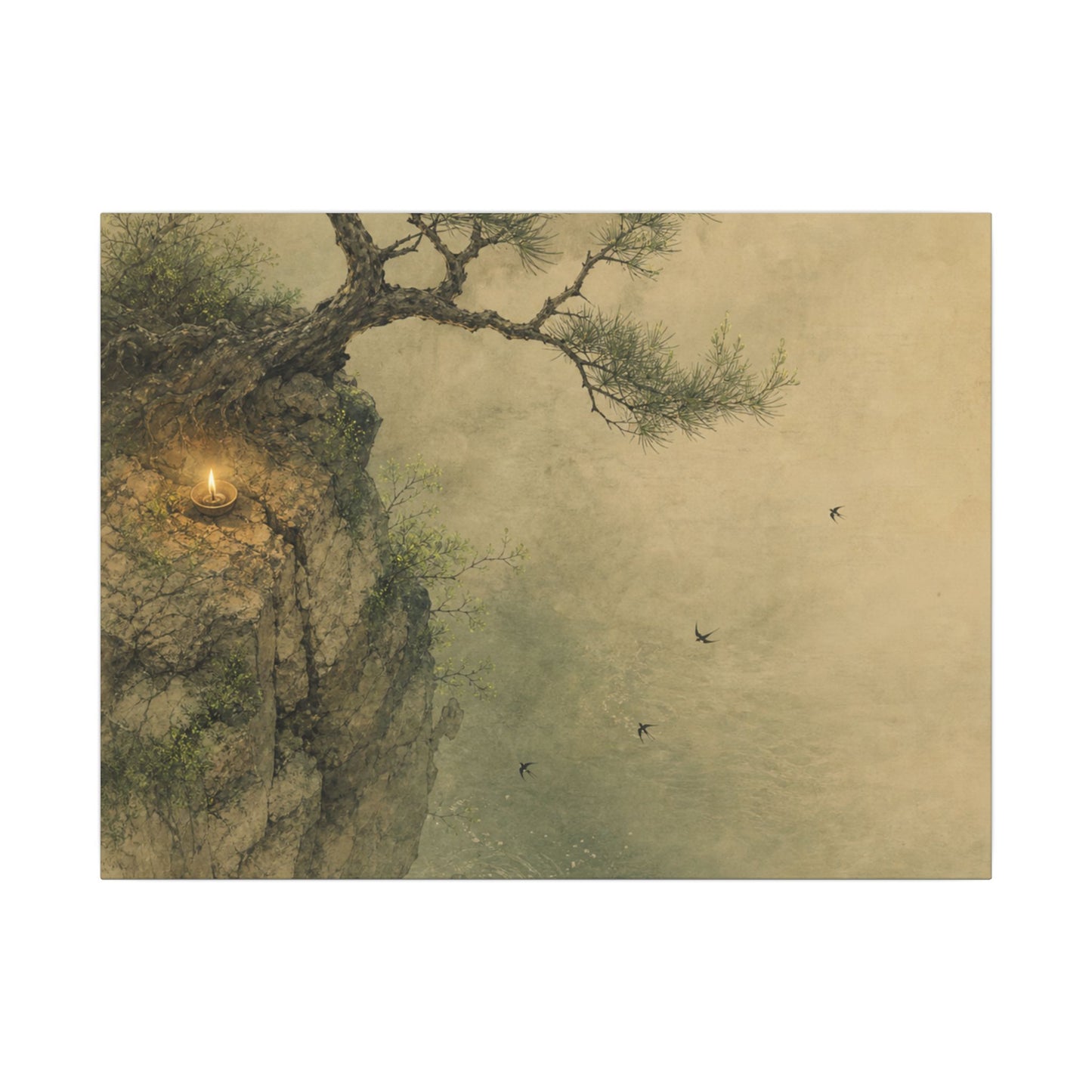 Spring Pine Tree Minimal Line Canvas Art | Earthy Decor
