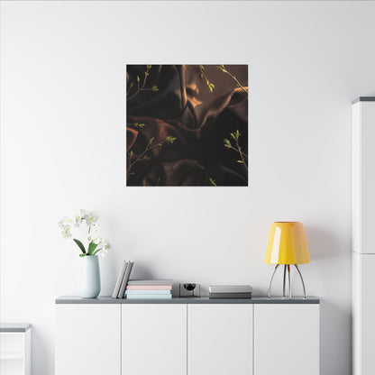 Dark Japandi Silk Drape in Golden Hour | Moody Minimal Canvas Art