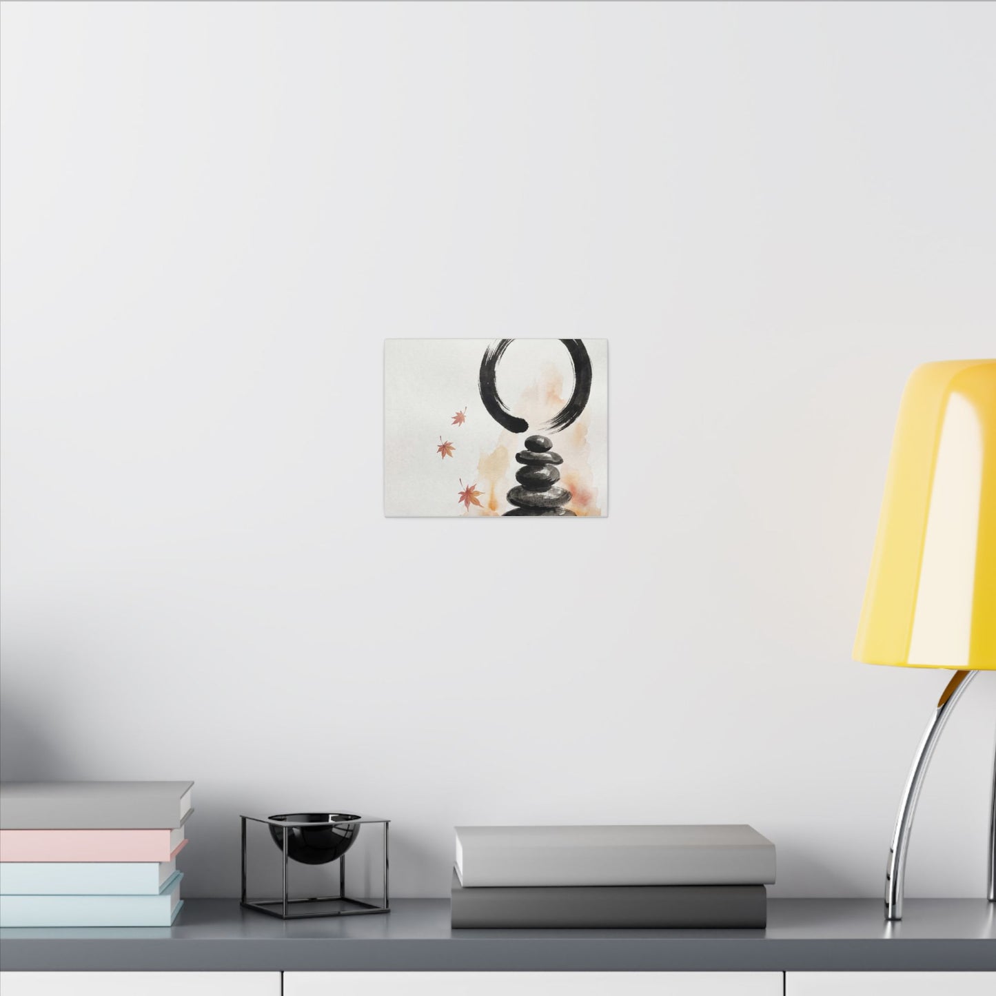 River Stones Canvas Art | Autumn Zen Enso Art