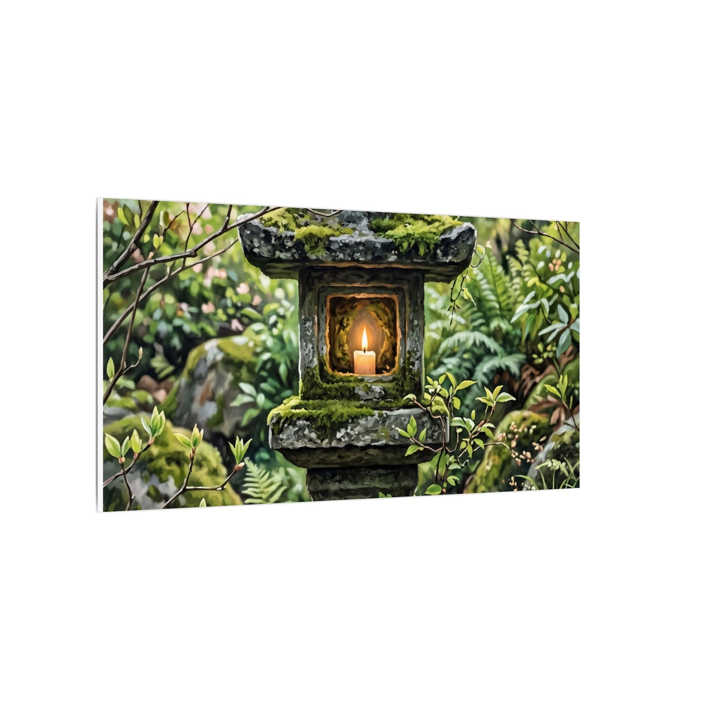 Neutral Stone Lantern Canvas Art - Japanese Pattern Japandi