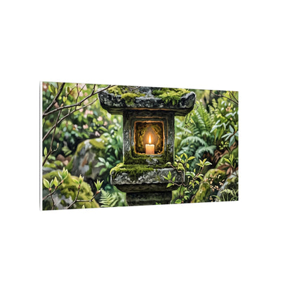 Neutral Stone Lantern Canvas Art - Japanese Pattern Japandi