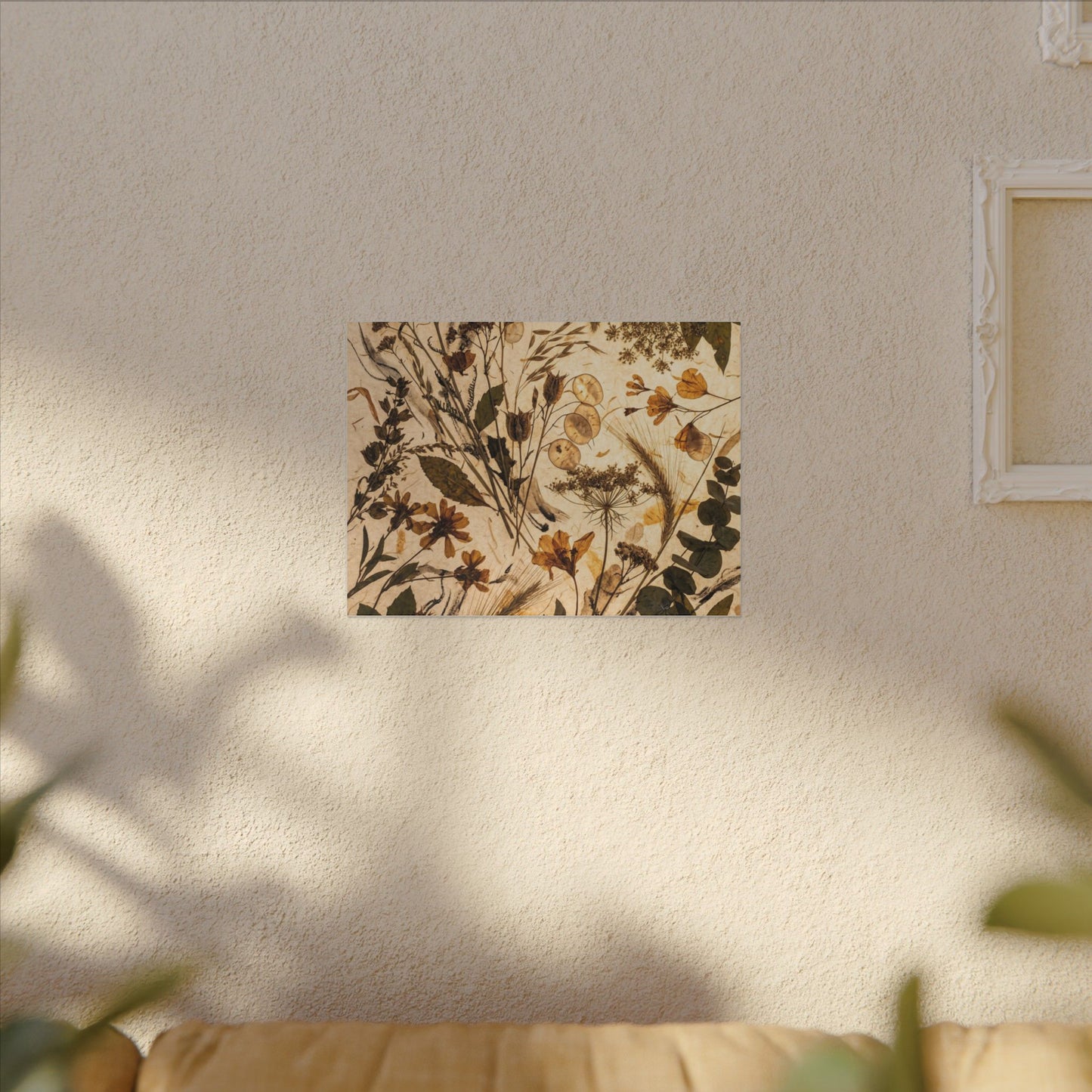 Dried Flowers Summer Canvas Art | Japandi Neutral Design