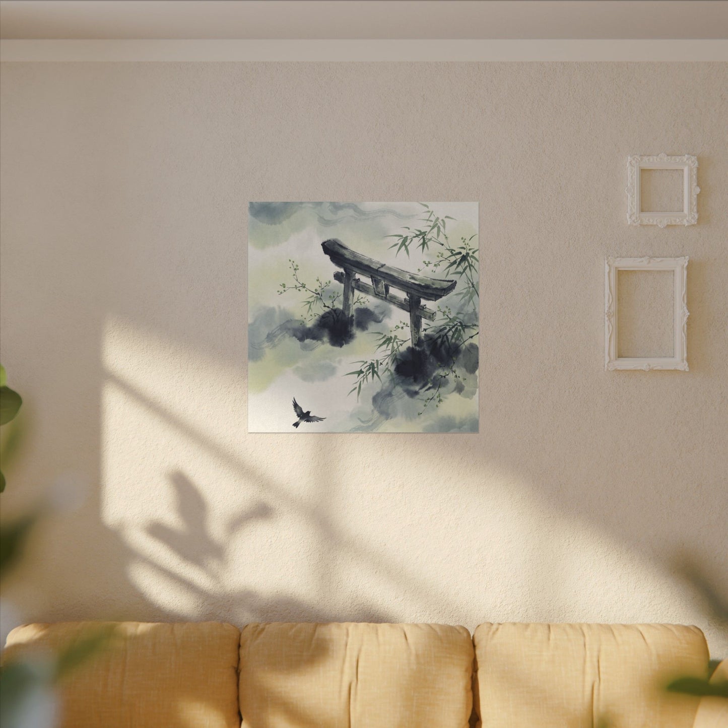 Torii Gate Sumi E Canvas Art | Serene Zen Art