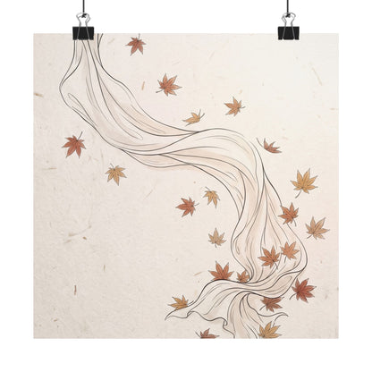 Silk Drape Minimal Line Wall Art Print | Elegant Japandi Art