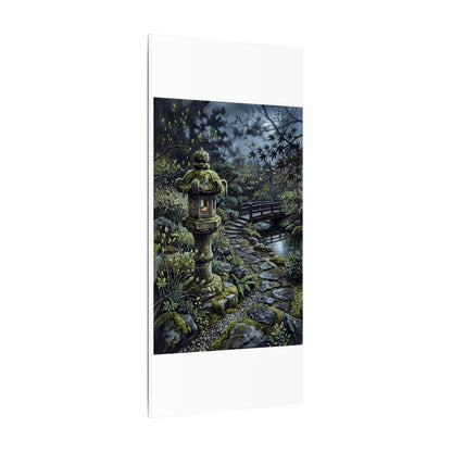 Japandi Stone Lantern in Moonlight | Texture Canvas Art