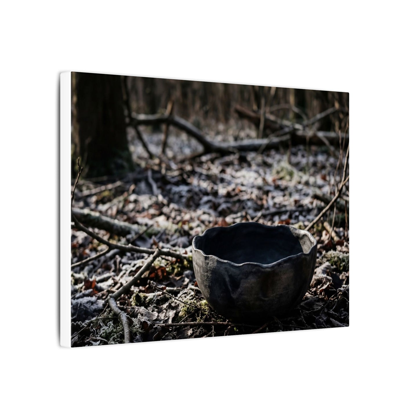 Dappled Ceramic Bowl Canvas Art - Dark Japandi Kanso
