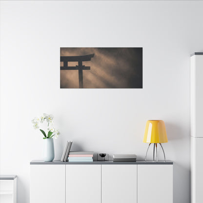 Torii Gate Shadow Zen Canvas Art | Bold Dark Japandi Art