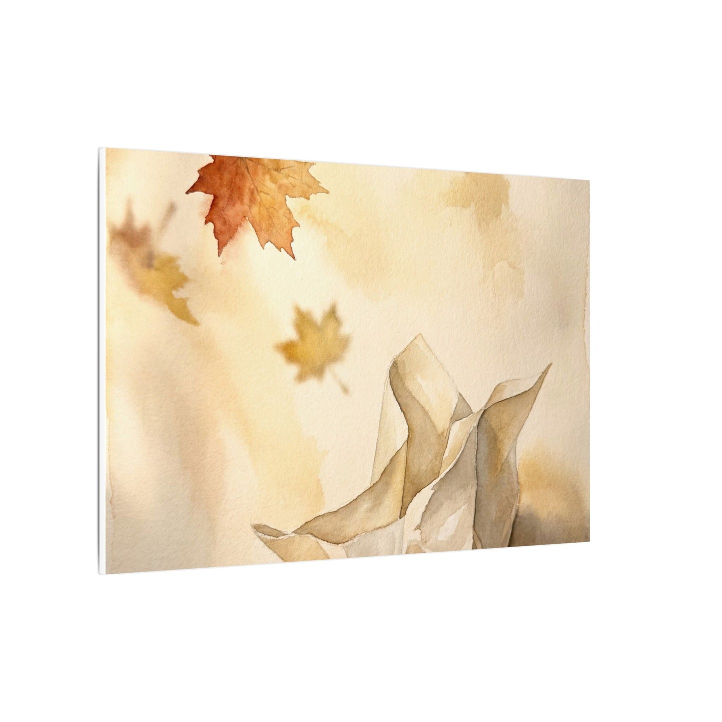 Japandi Paper Fold in Golden Hour | Watercolor Canvas Art